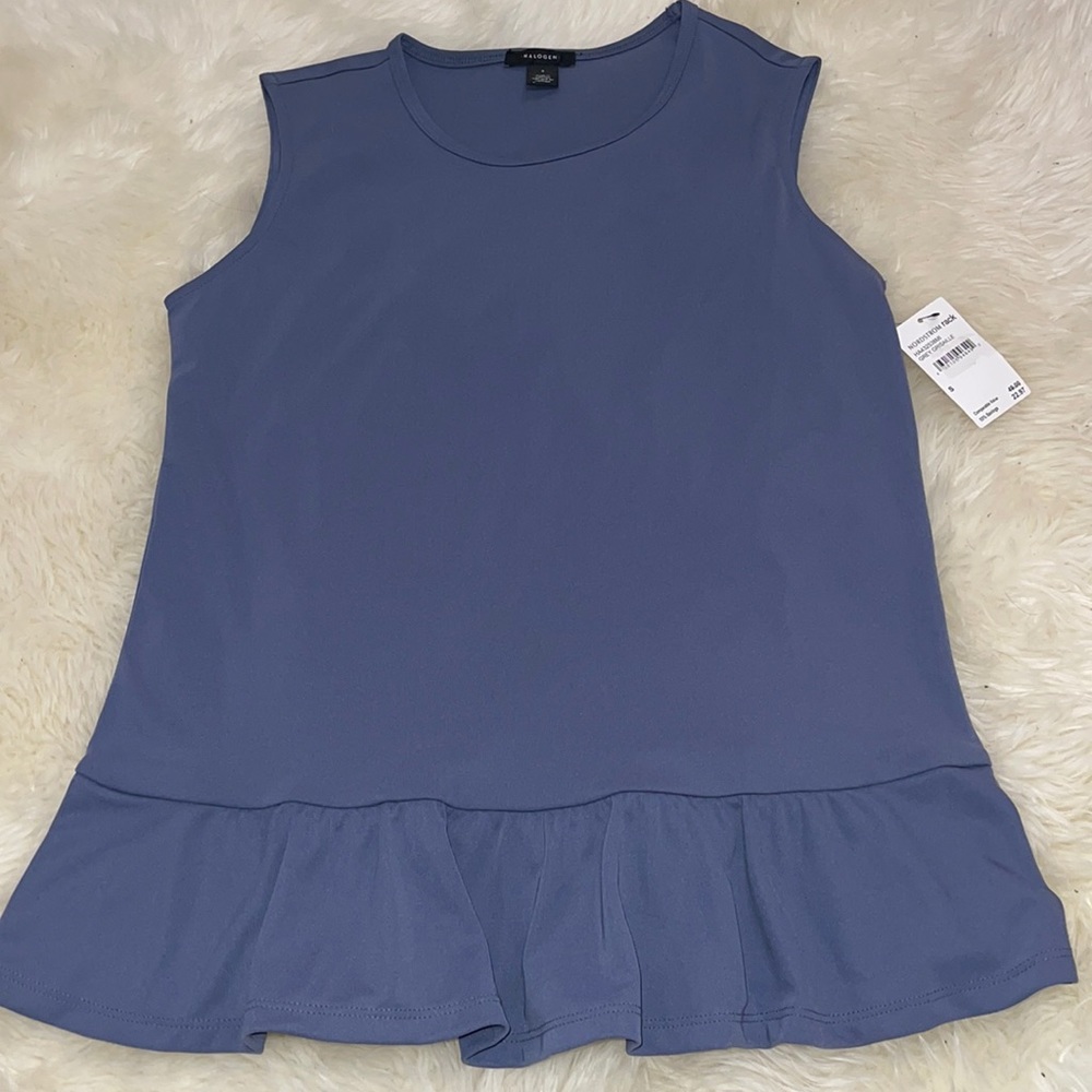 Halogen summer blue tank top blouse